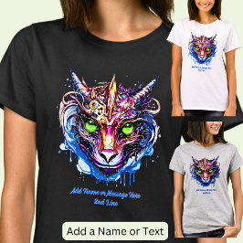 Camiseta Añadir nombre texto, azul rosado fantasía Dragon o