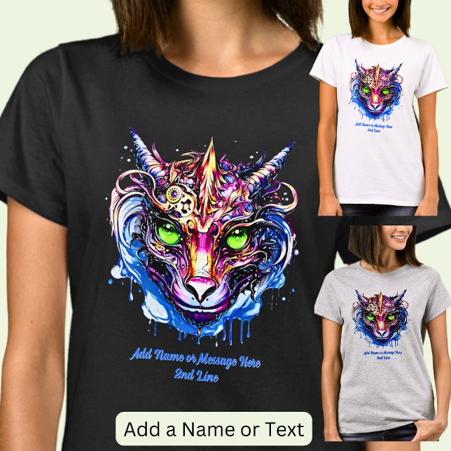Camiseta Añadir nombre texto, azul rosado fantasía Dragon o (Subido por el creador)