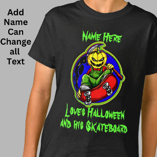 Camiseta Añadir nombre Texto Calabaza Monstruo Skateboard H