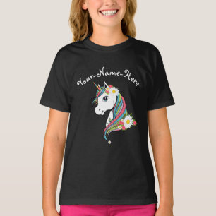 Camiseta Añadir nombre White Daisies flores rosas unicornio