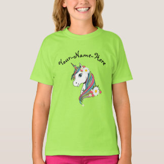 Camiseta Añadir nombre White Daisies flores rosas unicornio