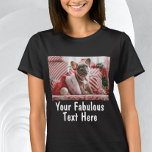 Camiseta Añadir Personalizado de foto y texto<br><div class="desc">Crea tus propios regalos de ropa, agrega foto y texto en esta camiseta negra personalizada. Haz fácilmente tu propio diseño de camisetas. La camiseta personalizada también está disponible para hombres y niños, con diferentes colores. Perfecto para una fiesta de soltera, un evento escolar, un fiesta corporativo, chistes divertidos y más....</div>