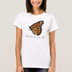 Camiseta Añadir su propia mariposa monarca de texto