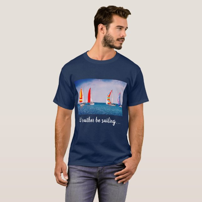 Camiseta Añadir tu foto a Dark Blue Sailboat Regatta (Anverso completo)