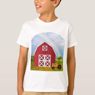 Camiseta Añadir tu nombre a Red Barn con cielo azul