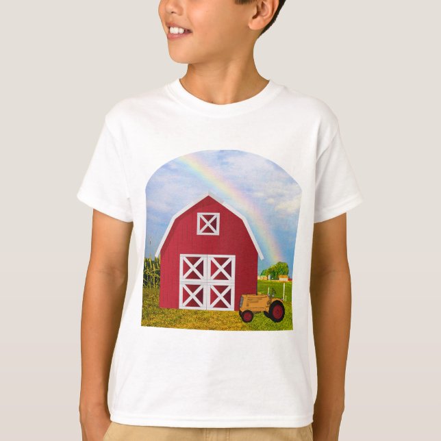 Camiseta Añadir tu nombre a Red Barn con cielo azul (Anverso)