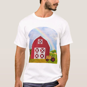 Camiseta Añadir tu nombre a Red Barn con cielo azul