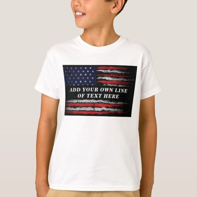 Camiseta Añadir tu propio texto a la bandera norteamericana (Anverso)