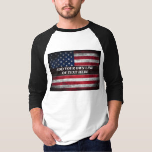 Camiseta Añadir tu texto a la bandera estadounidense
