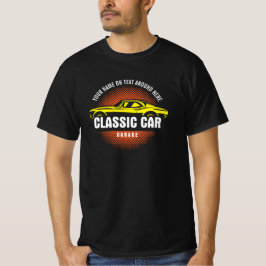Camiseta Añadir un nombre a texto al coche clásico amarillo