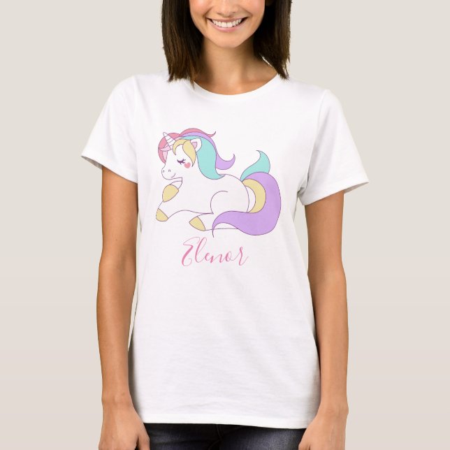 Camiseta Añadir un nombre corto unicornio (Anverso)