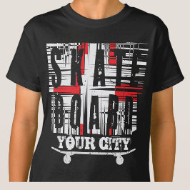 Camiseta Añadir un patinador de ciudad blanco angustiado en