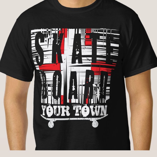 Camiseta Añadir un patinador de ciudad blanco angustiado en (Subido por el creador)