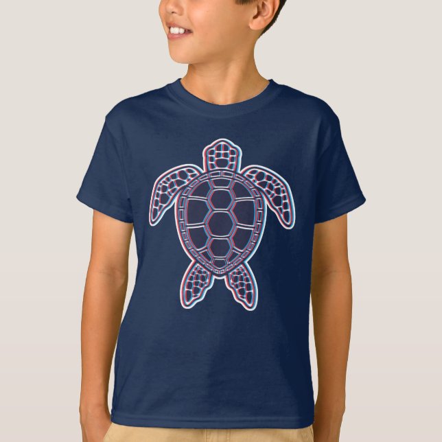 Camiseta Anaglyph Rojo Y Azul Efecto De Glitch 3D Turba De  (Anverso)
