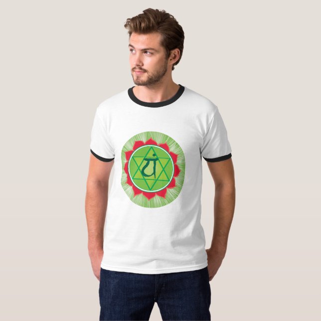 Camiseta Anahata Chakra Ringer, blanco/negro (Anverso completo)