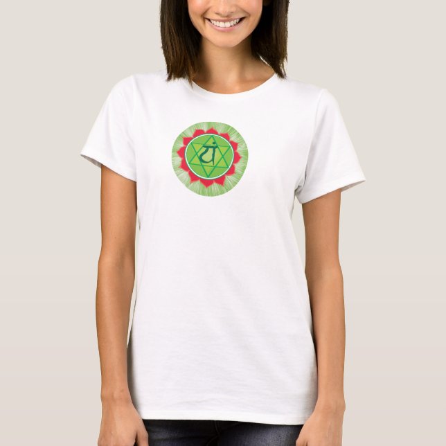 Camiseta Anahata Heart Chakra Flowe Circle Top, Blanco (Anverso)