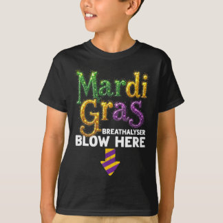 Camiseta Analizador de Aliento Mardi Gras Sopla Aquí Hombre