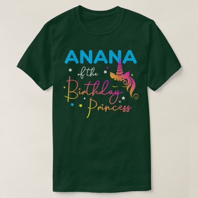 Camiseta Anana de la princesa cumpleaños Bday Unicorn (Diseño del anverso)