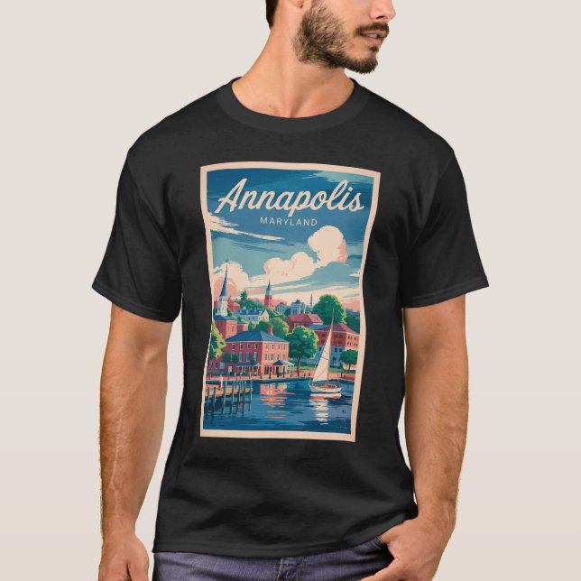Camiseta Anapolis Maryland Skyline Travel Art Vintage (Anverso)