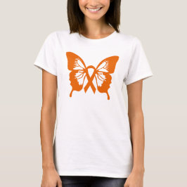 Camiseta anaranjada de la mariposa de la leucemia