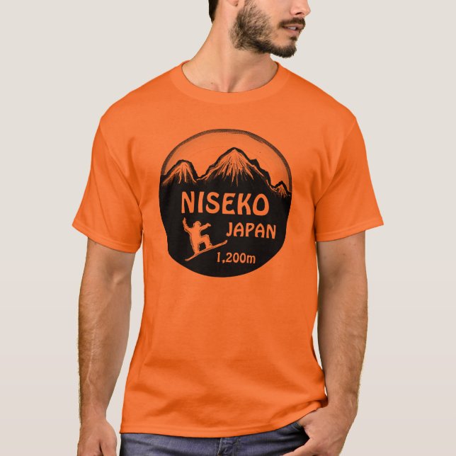 Camiseta anaranjada del arte de la snowboard de (Anverso)