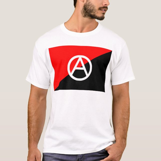 Camiseta Anarquía blanco y negro roja de la bandera del (Anverso)