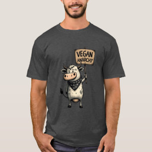 Camiseta Anarquía Vegana – Vaca Rebelde en Protesta