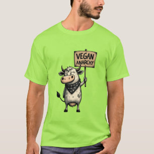 Camiseta Anarquía Vegana – Vaca Rebelde en Protesta