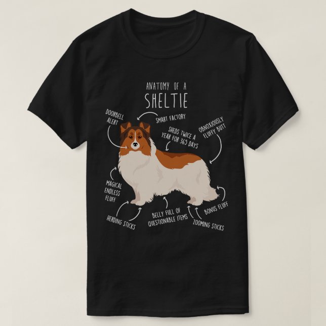 Camiseta Anato, perro pastor de Shetland blanco con cubiert (Diseño del anverso)
