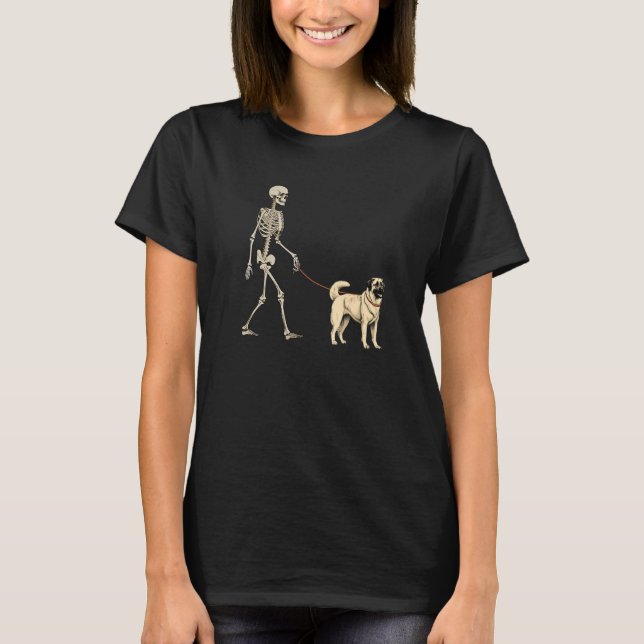 Camiseta Anatolian Shepherd Skeleton Dog Walking Halloween  (Anverso)