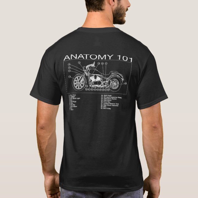 Camiseta Anatomía 101 de la motocicleta (Reverso)