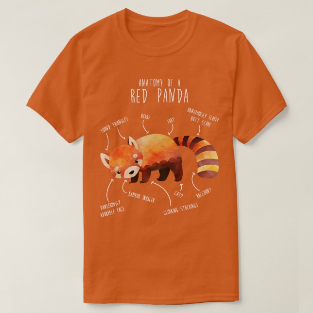Camiseta Anatomía animal del Panda Rojo 1 (Diseño del anverso)