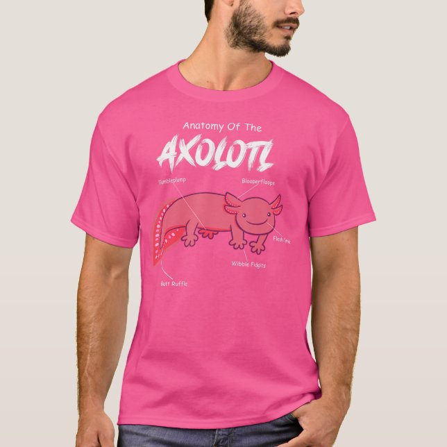 Camiseta Anatomía Axolotl Salamander Lizard Caminando (Anverso)