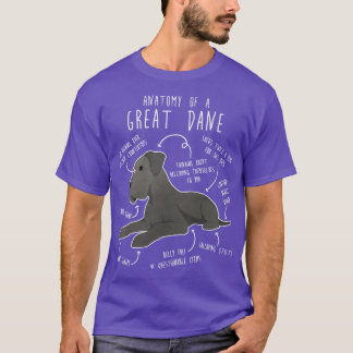 Camiseta Anatomía azul del perro de dano grande