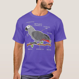 Camiseta Anatomía cómica de un Mascota de loro gris african