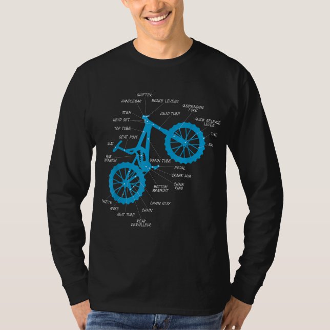 Camiseta Anatomía completa de MTB - Ciclo de piezas de bici (Anverso)