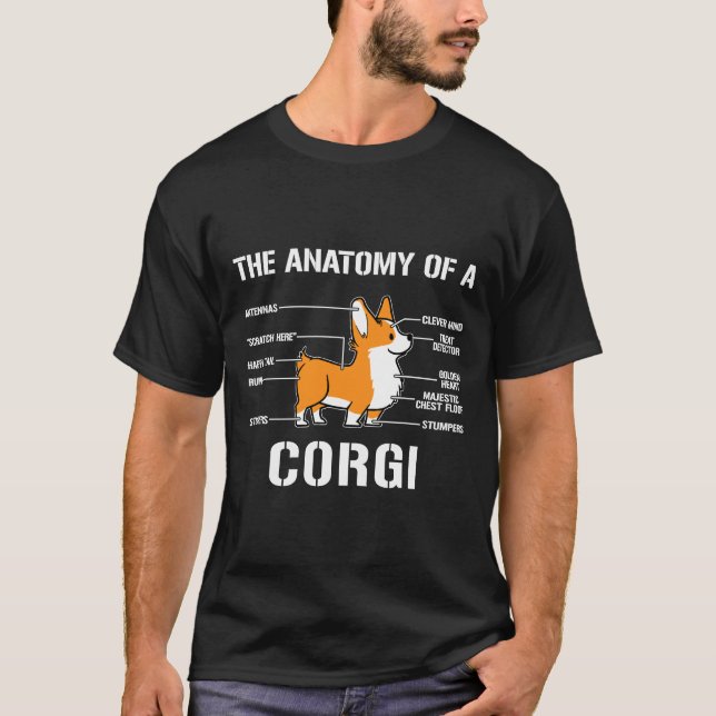 Camiseta Anatomía Cuta De Un Corgi Funny Corgi (Anverso)