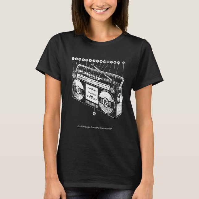 Camiseta Anatomía de Boombox Retro 80 Ghetto Blaster Hi (Anverso)