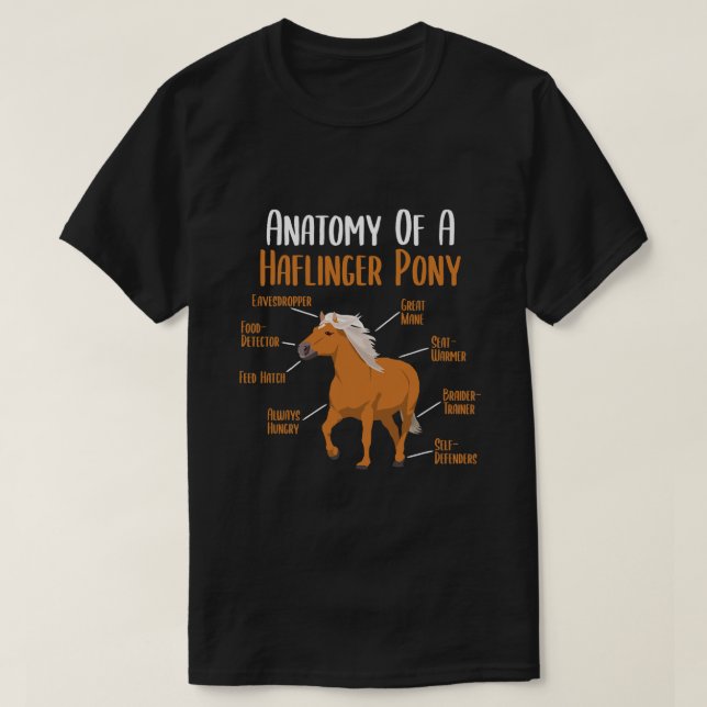 Camiseta Anatomía de caballo de un caballo haflinger Pony H (Diseño del anverso)