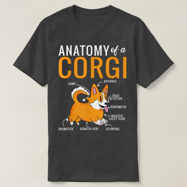 Camiseta Anatomía de Corgi Funny Perro Perro Corgis  (Diseño del anverso)