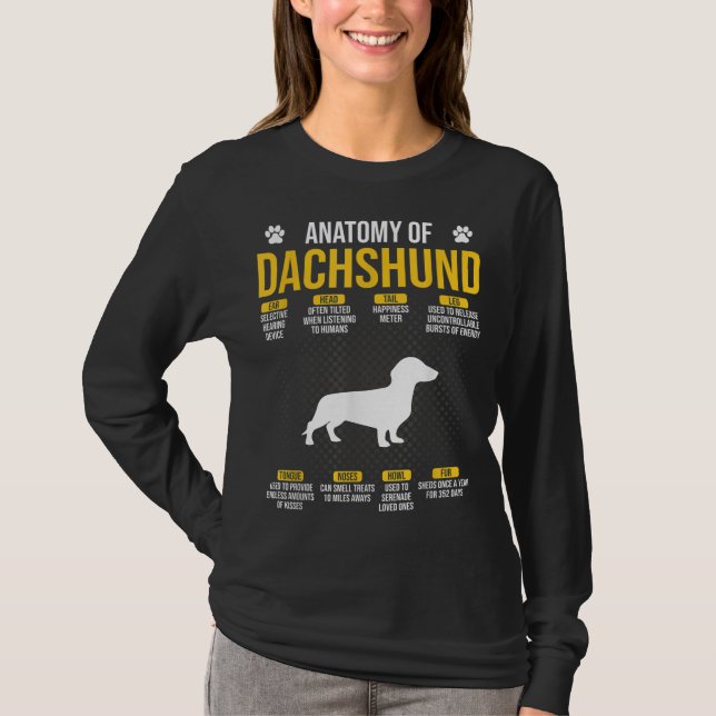 Camiseta Anatomía De Dachshund Perro Lover (Anverso)