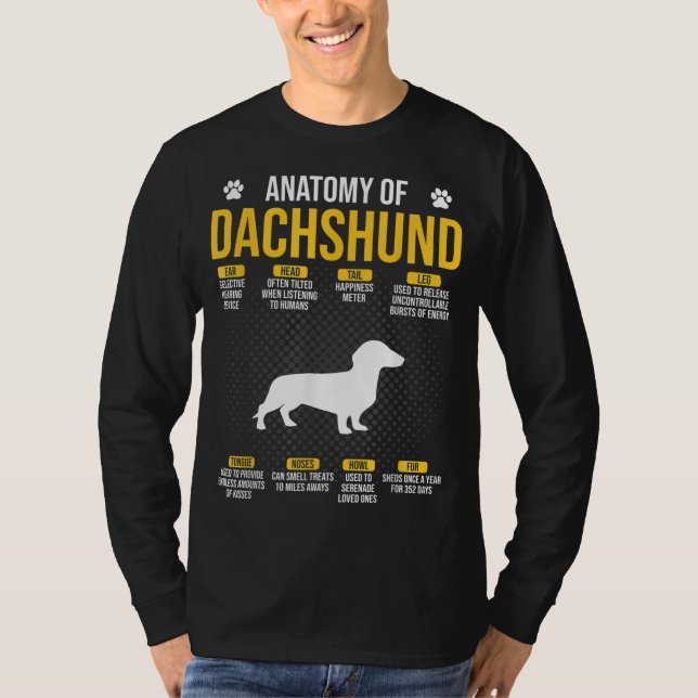 Camiseta Anatomía De Dachshund Perro Lover (Anverso)