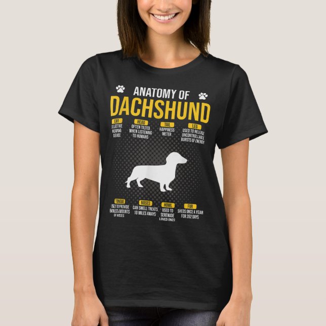 Camiseta Anatomía De Dachshund Perro Lover (Anverso)