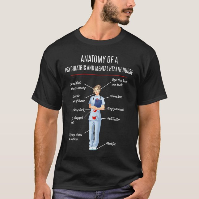 CAMISETA ANATOMÍA DE ENFERMERÍA DE SALUD PSIQUIÁTRICA Y MEN (Anverso)