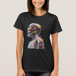 Camiseta Anatomía de Flor de Esqueleto Calavera Flor Silves