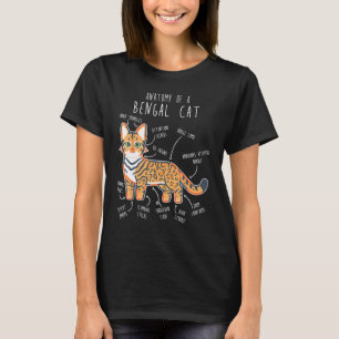 Camiseta Anatomía de gato bengalí Mascota lindo mamá papá