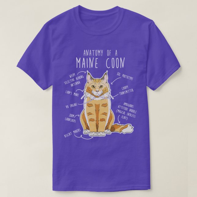 Camiseta Anatomía de gato Maine Coon TShirt 2 (Diseño del anverso)