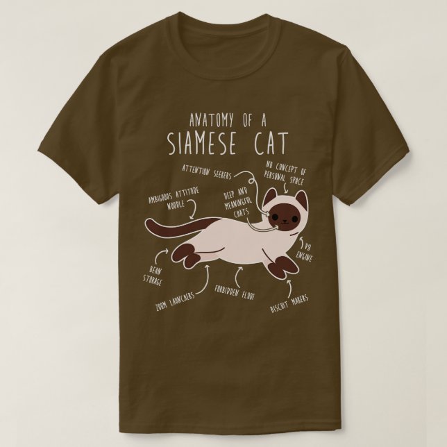 Camiseta Anatomía de gato siamesa (Diseño del anverso)