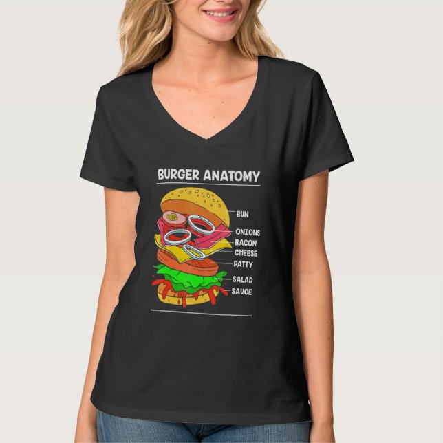 Camiseta Anatomía de hamburguesa de Queso de comida rápida (Anverso)