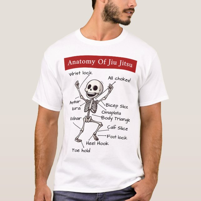 Camiseta Anatomía De Jiu Jitsu Funny BJJ Skeleton (Anverso)
